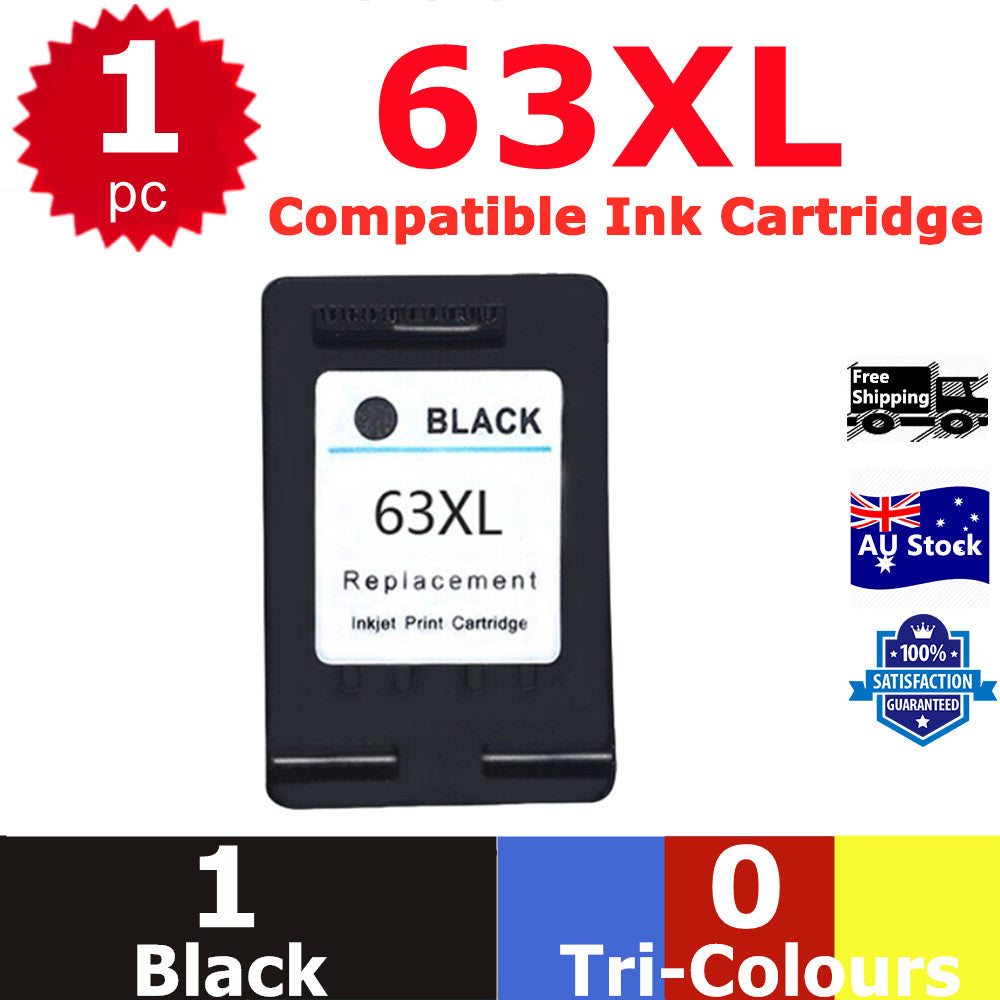 1x Generic 63XL 63 BLACK ONLY Ink For HP Deskjet 1110 2130 3630 Officejet 3830