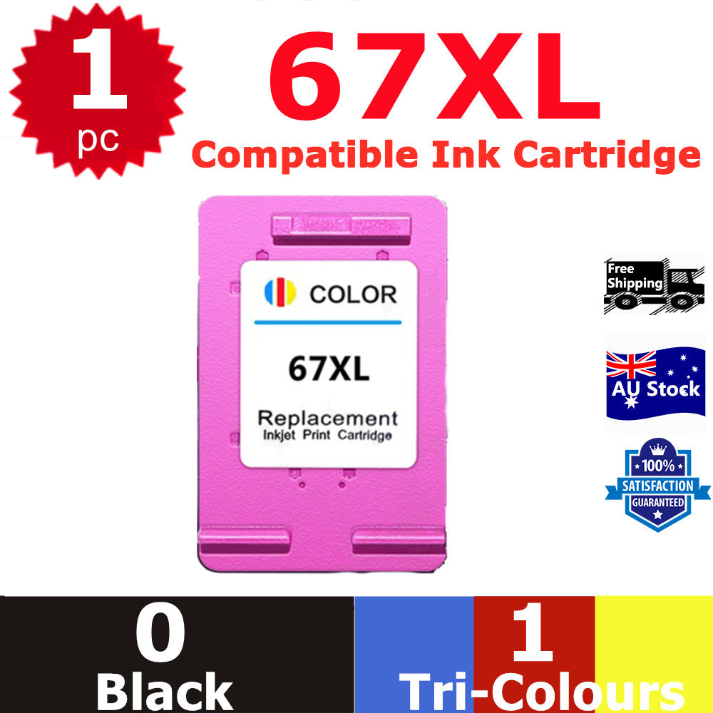 1x Generic 67XL 67 Tri-Colour Ink For HP DeskJet 2300 2700 2722 4120 Envy 6030