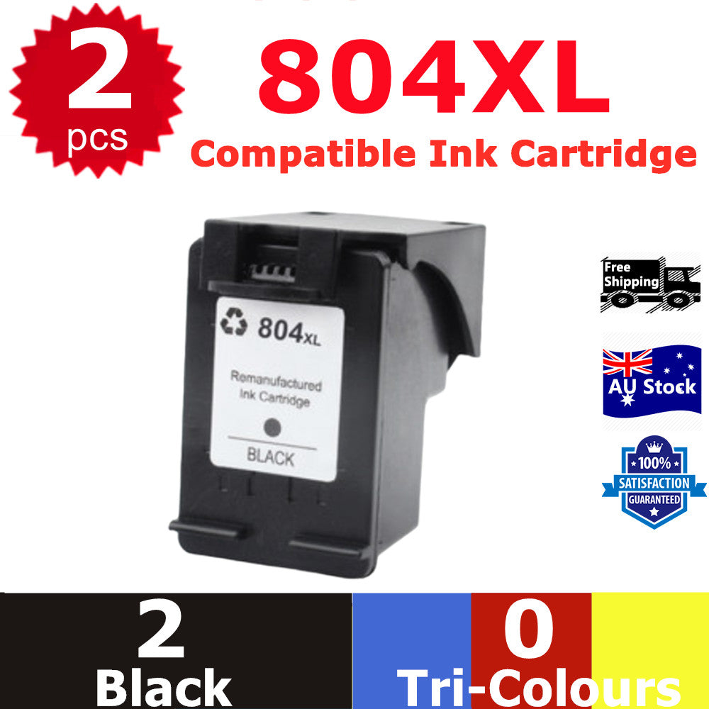 2x Generic 804XL Blakc ONLY Ink For HP ENVY 6220 6222 7120 7820 7882 TANGO X 804