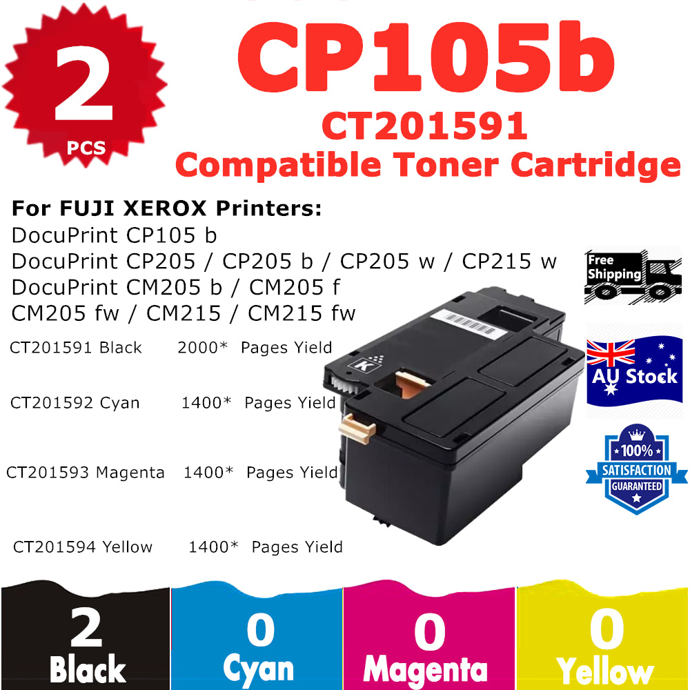 2 Pack InkSales Xerox CP105 CP205 CP215 CM205 CM215 CT201591 Black Only Compatible Toner Cartridge  (2BK)