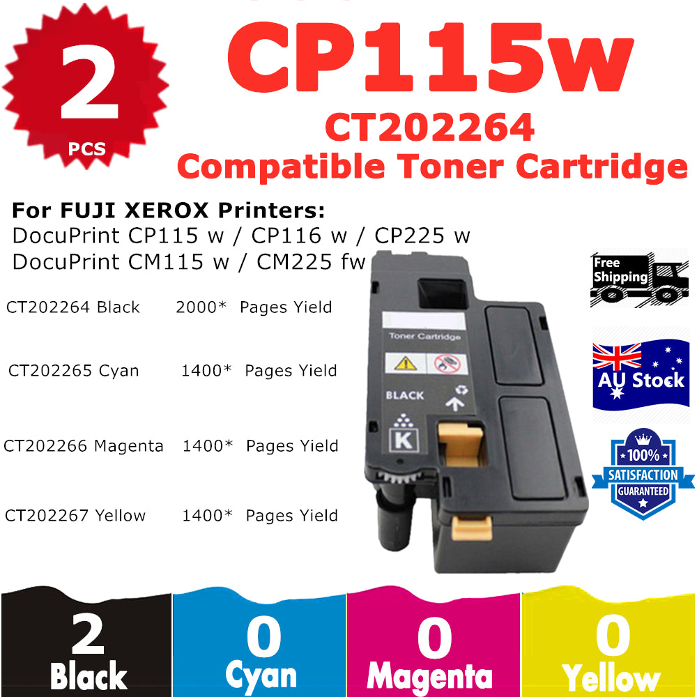 2 Pack InkSales Xerox CP115 CP116 CP225 CM115 CM225 CT202264 Black Only Compatible Toner Cartridge  (2BK)