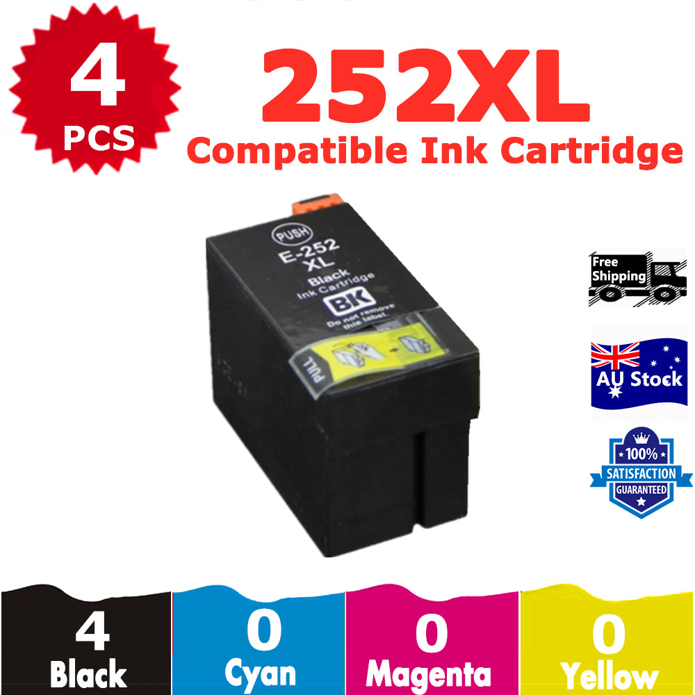 4 Pack InkSales Compatible Epson 252XL C13T253192 Black only Ink Cartridge  (4BK)