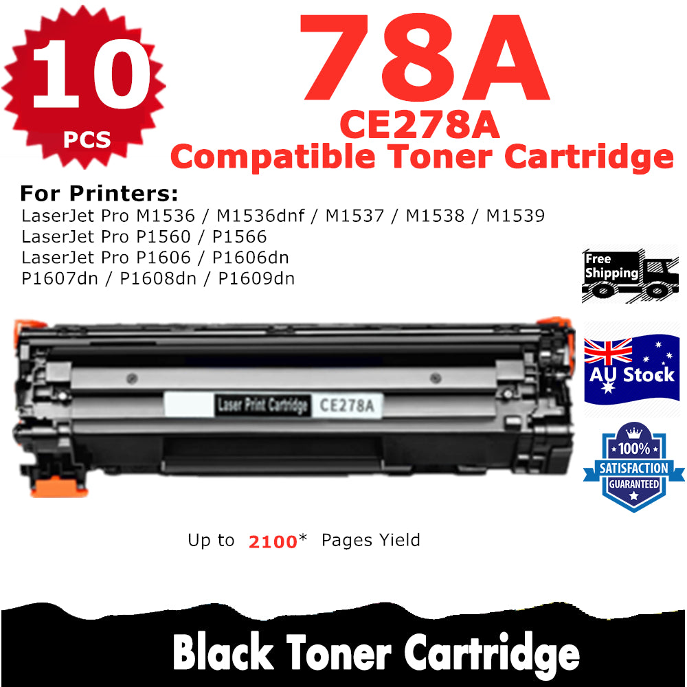 10 Pack InkSales HP CE278A 78A Compatible Toner Cartridge  (2BK)