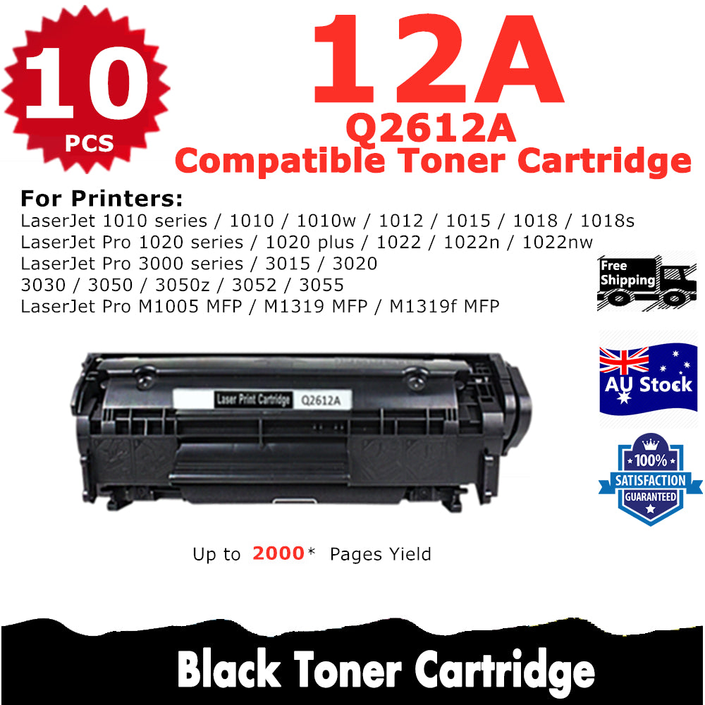 10 Pack InkSales HP CE2612A 12A Compatible Toner Cartridge  (2BK)