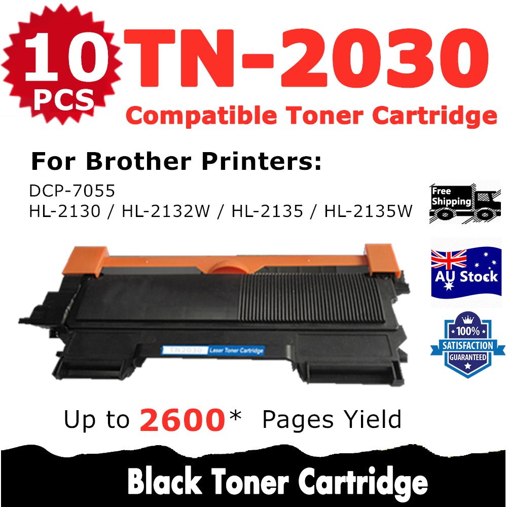 10 Pack InkSales Brother TN2030 TN-2030 Compatible Toner Cartridge  (10BK)