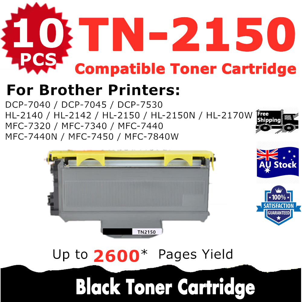 10 Pack InkSales Brother TN2150 TN-2150 Compatible Toner Cartridge  (10BK)