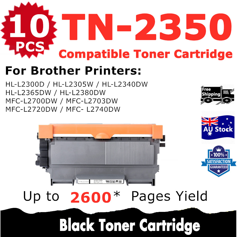 10 Pack InkSales Brother TN2350 TN-2350 Compatible Toner Cartridge  (10BK)