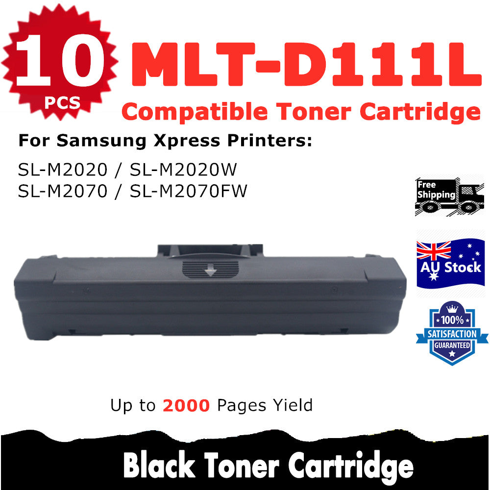 10 Pack InkSales Samsung SLM2020 SLM2070 (D111L MLT-D111S) SU812A Compatible Toner Cartridge  (3BK)