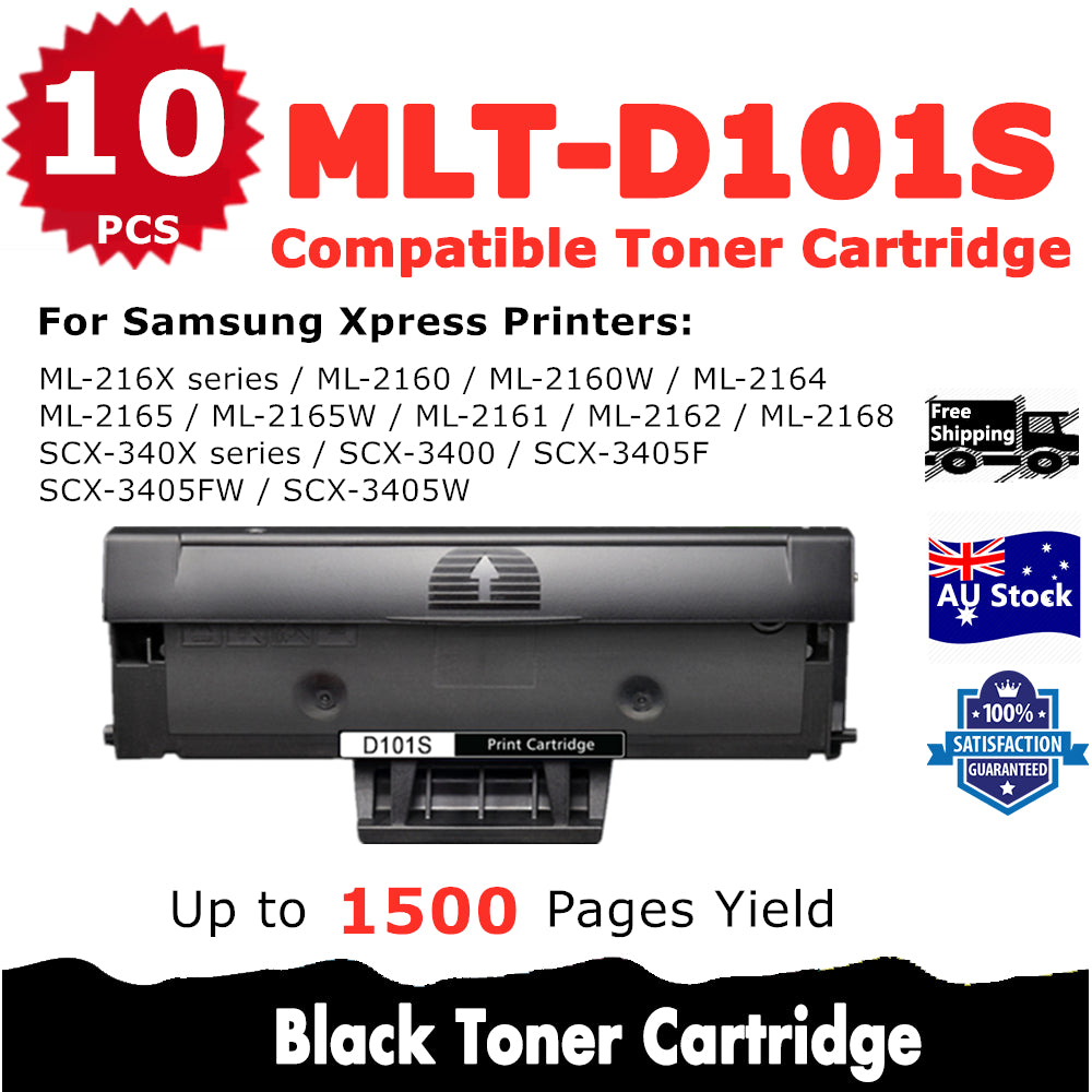 10 Pack InkSales Samsung ML2160 ML2165W SCX3405F SCX3405FW (101S MLT-D101S) SU698A Compatible Toner Cartridge  (2BK)