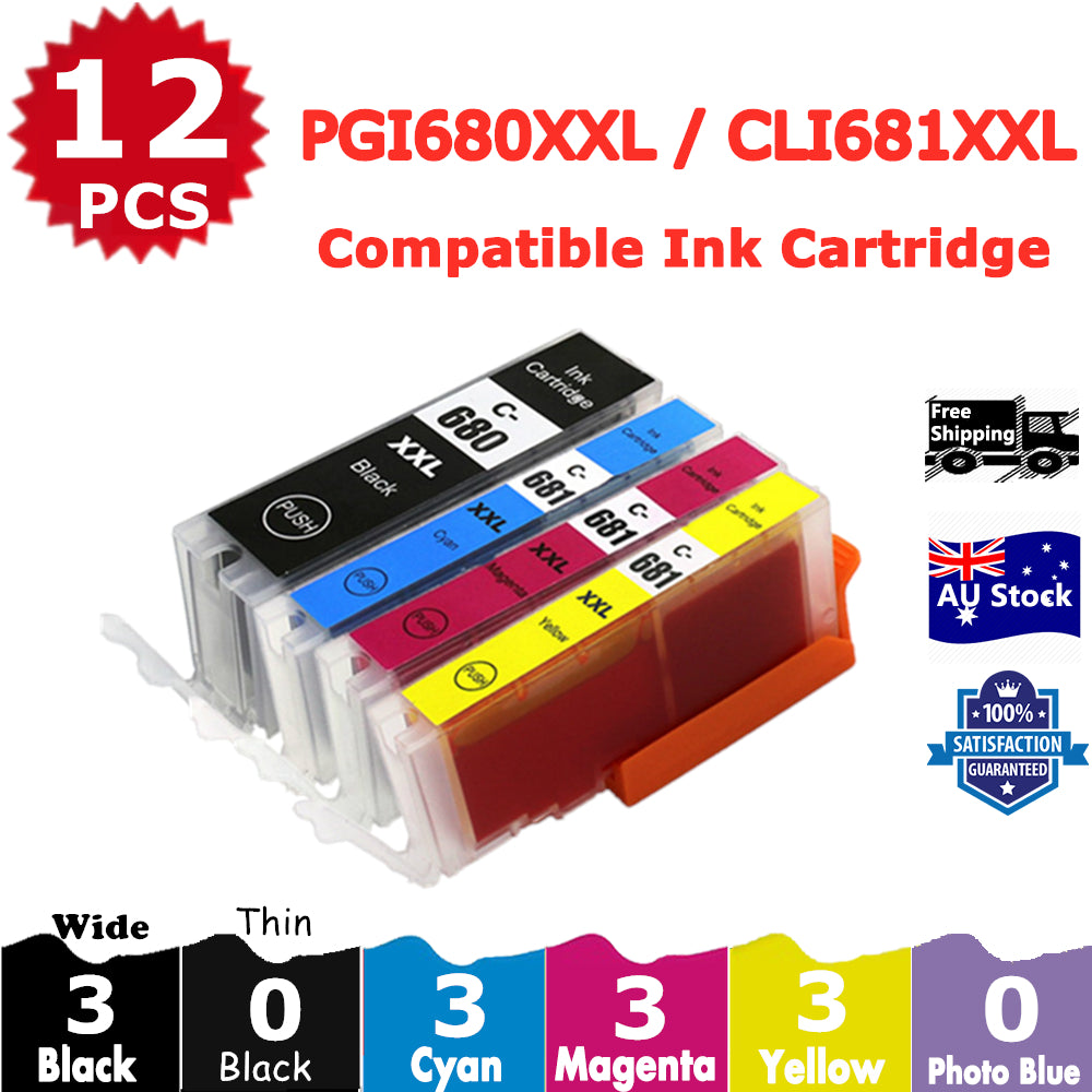 12 Pack InkSales Compatible Canon PGI680XXL PGI-680XXL CLI-681XXL Ink Cartridge  (3BK,3C,3M,3Y)