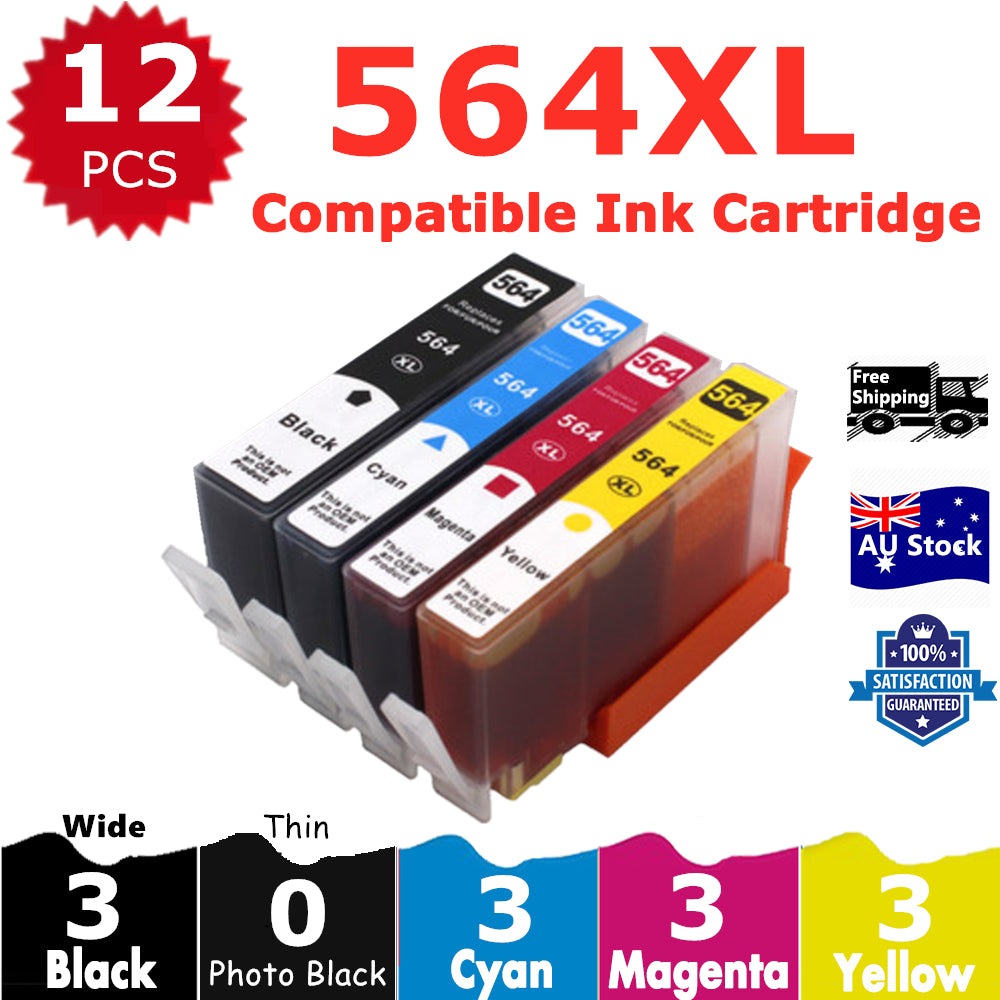 12 Pack InkSales Compatible HP 564XL CN684WA CB323WA CB322WA CB324WA CB325WA Ink Cartridge  (3BK,3C,3M,3Y)