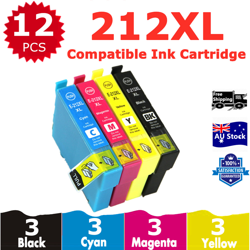 12 Pack InkSales Compatible Epson 212XL C13T02X192 C13T02X292 C13T02X392 C13T02X492 Ink Cartridge  (2BK,2C,2M,2Y)