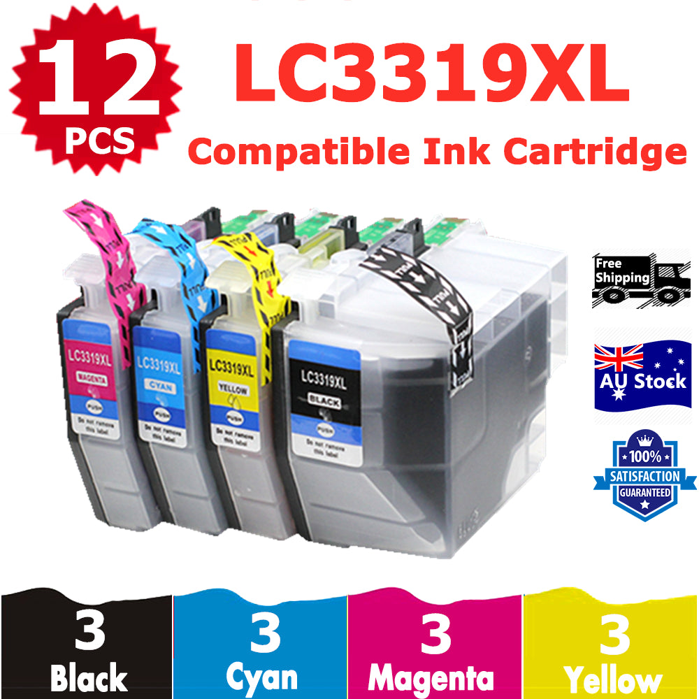 12 Pack InkSales Compatible Brother LC3319XL LC-3319XL Ink Cartridge  (3BK,3C,3M,3Y)