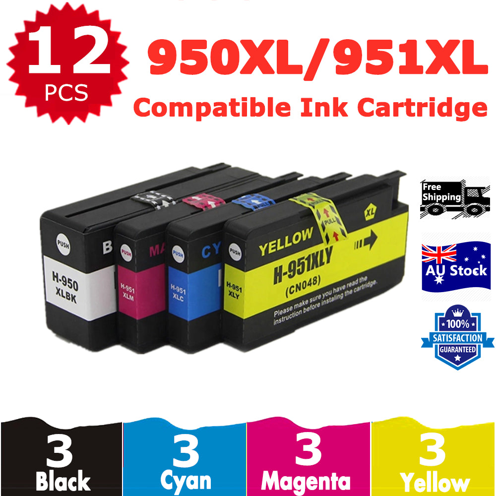 12 Pack InkSales Compatible HP 950XL 951XL CN045AA CN046AA CN047AA CN048AA Ink Cartridge  (3BK,3C,3M,3Y)