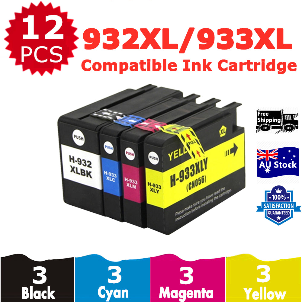 12 Pack InkSales Compatible HP 932XL 933XL CN053AA CN054AA CN055AA CN056AA Ink Cartridge  (3BK,3C,3M,3Y)