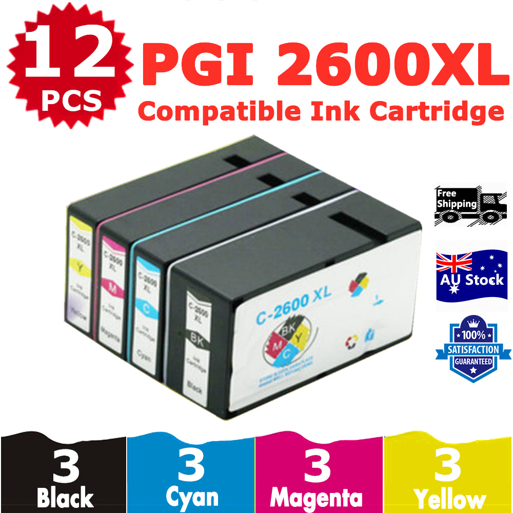 12 Pack InkSales Compatible Canon PGI2600XL PGI-2600XL Ink Cartridge  (3BK,3C,3M,3Y)