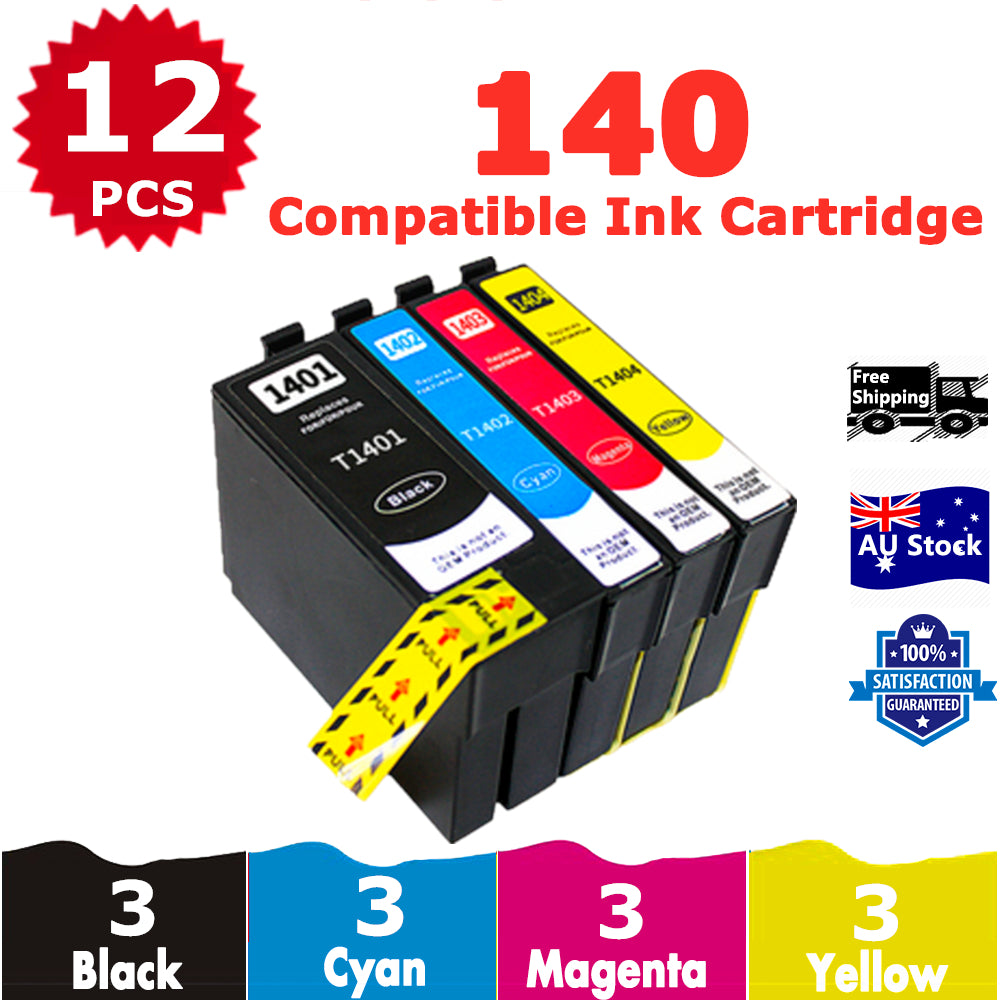 12 Pack InkSales Compatible Epson T1401 C13T140192 C13T140292 C13T140392 C13T140492 Ink Cartridge  (3BK,3C,3M,3Y)