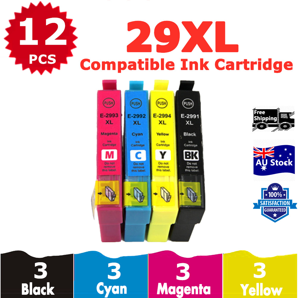 12 Pack InkSales Compatible Epson 29XL Ink Cartridge  (3BK,3C,3M,3Y)