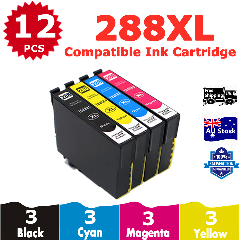 12 Pack InkSales Compatible Epson 288XL C13T306192 C13T306292 C13T306392 C13T306492 Ink Cartridge  (3BK,3C,3M,3Y)