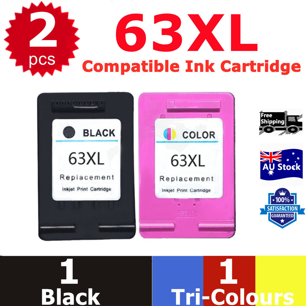 2x Generic 63XL 63 XL Ink For HP Deskjet 1110 2130 3630 Envy 4520 Officejet 3830