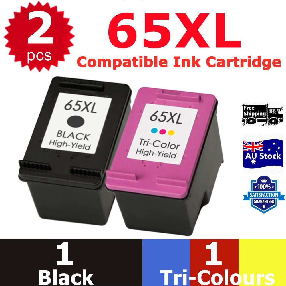 2x Generic HP65XL HP65 Ink For HP AMP 130 Deskjet 2620 3752 Envy 5010 5020 5058