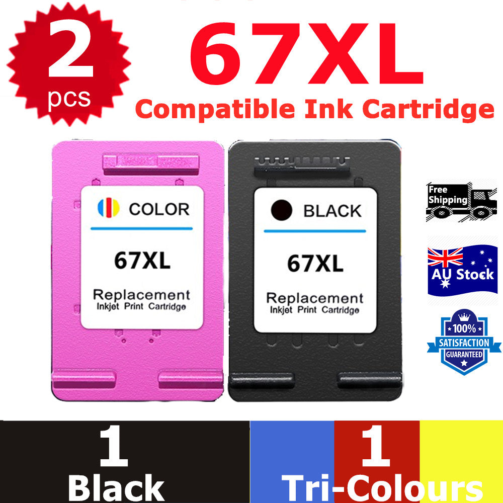 2x Generic 67XL 67 XL Ink For HP DeskJet 2330 2700 2720 4120 4122 Envy 6030 6420