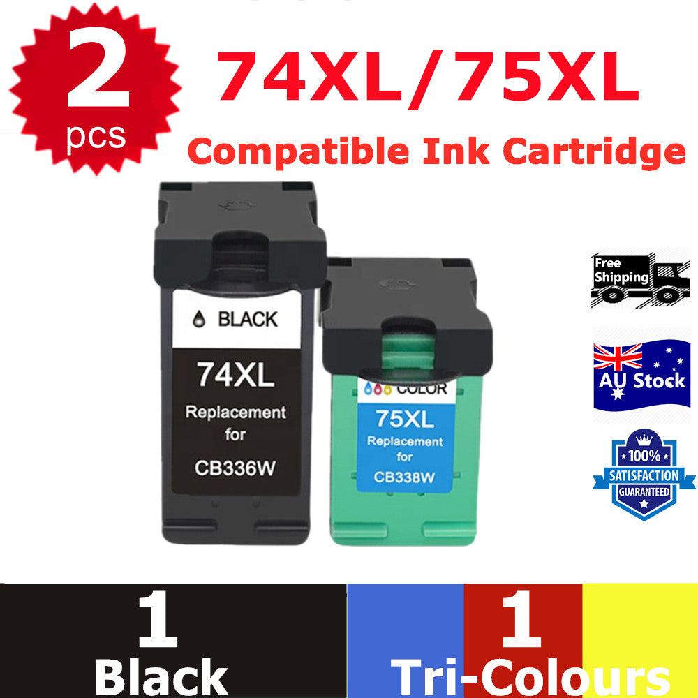 2x Generic 74XL 75XL Ink For HP C4280 C4385 Deskjet D4280 Officejet J5700 J6480