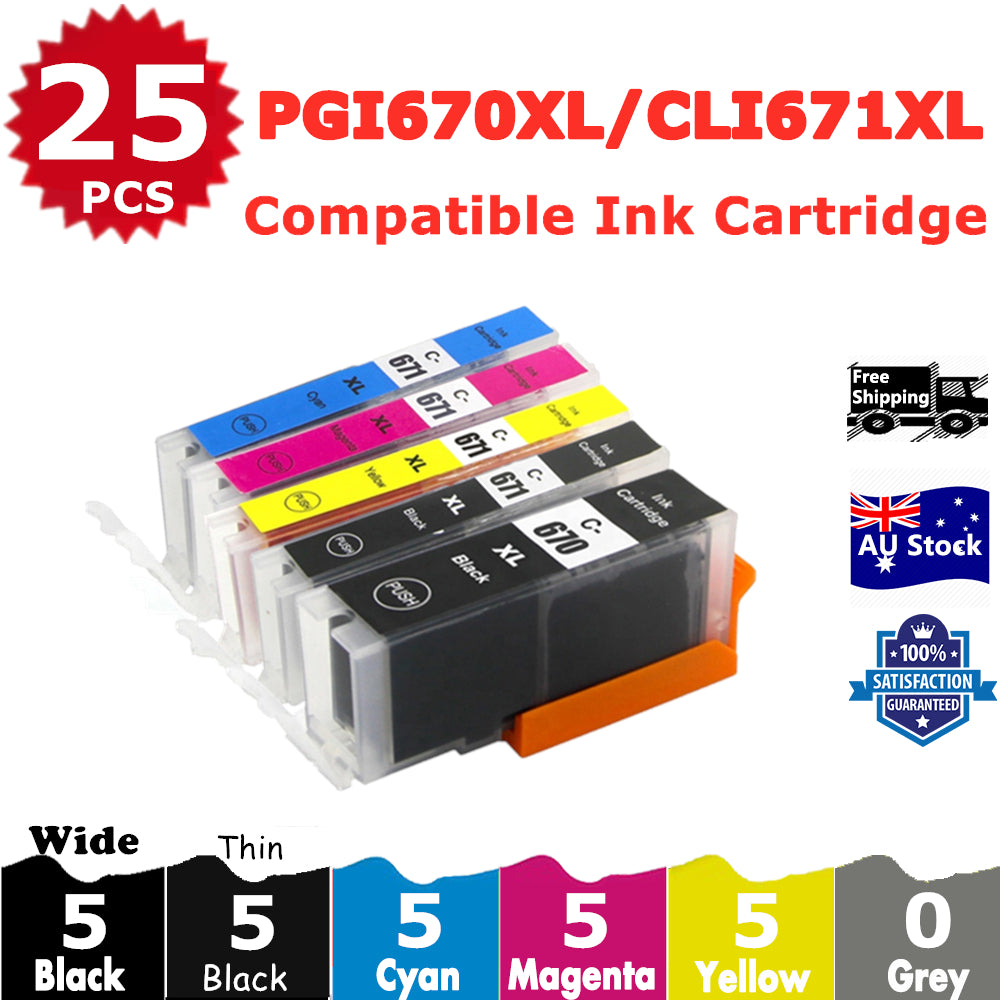 25 Pack InkSales Compatible Canon PGI670XL PGI-670XL CLI-671XL Ink Cartridge  (5BK,5PBK,5C,5M,5Y)