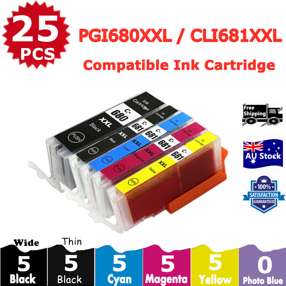 25 Pack InkSales Compatible Canon PGI680XXL PGI-680XXL CLI-681XXL Ink Cartridge  (5BK,5PBK,5C,5M,5Y)