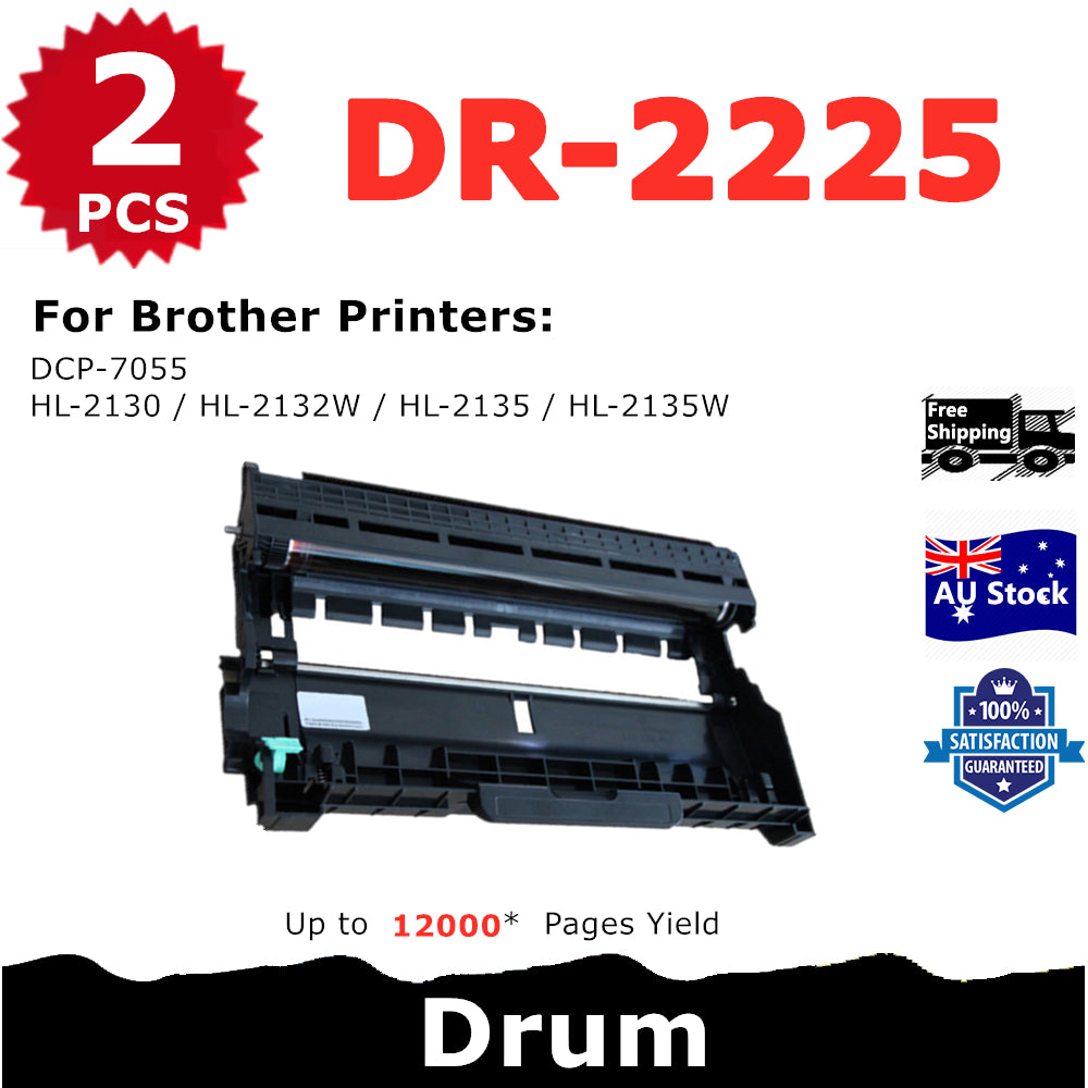 2 Pack InkSales Brother DR2225 DR-2225 Compatible Drum Unit