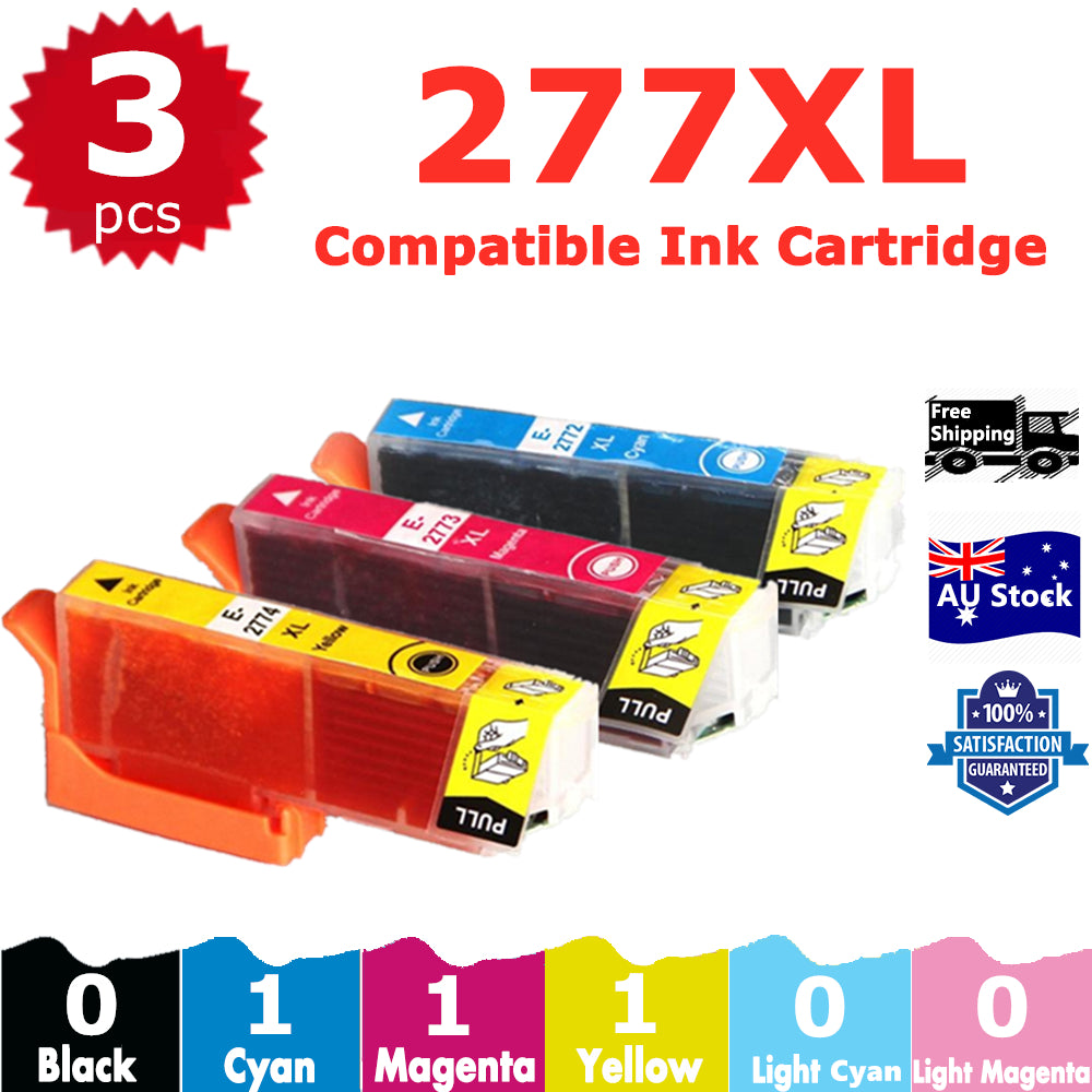 3 Pack InkSales Compatible Epson 277XL C13T278192 C13T278292 C13T278392 C13T278492 Ink Cartridge  (1C,1M,1Y)