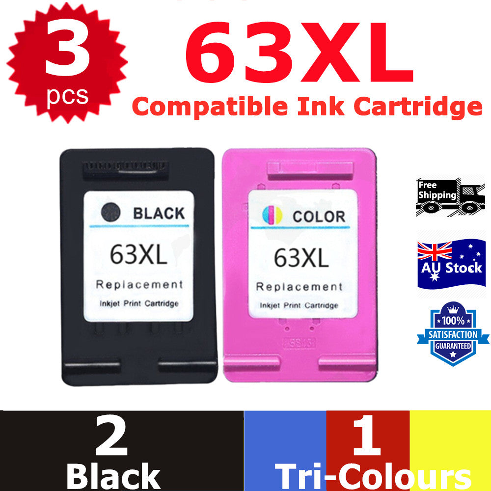 3x Generic 63XL 63 XL Ink For HP Deskjet 1110 2130 3630 Envy 4523 Officejet 5230