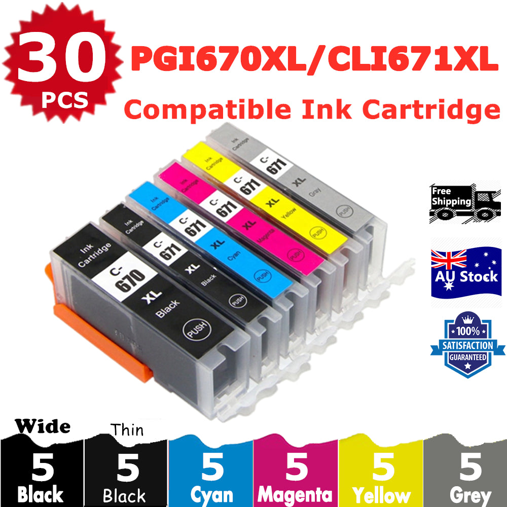 30 Pack InkSales Compatible Canon PGI670XL PGI-670XL CLI-671XL Ink Cartridge  (5BK,5PBK,5C,5M,5Y,5GY)