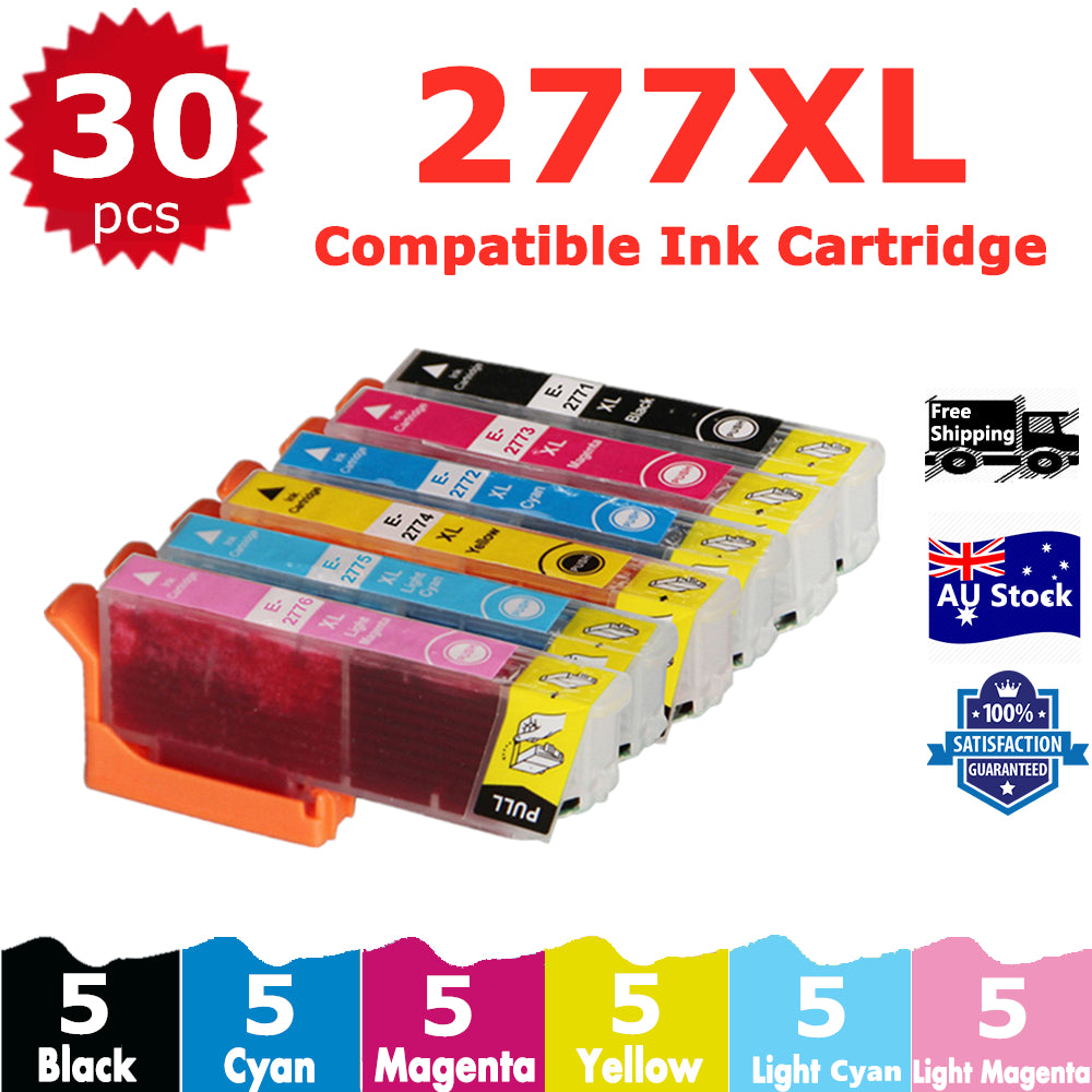 30 Pack InkSales Compatible Epson 277XL C13T278192 C13T278292 C13T278392 C13T278492 C13T278592 C13T278692 Ink Cartridge  (5BK,5C,5M,5Y, 5LC, 5LM)