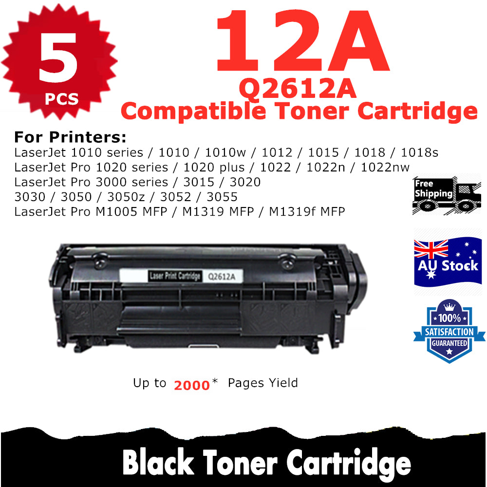 5 Pack InkSales HP CE2612A 12A Compatible Toner Cartridge  (2BK)