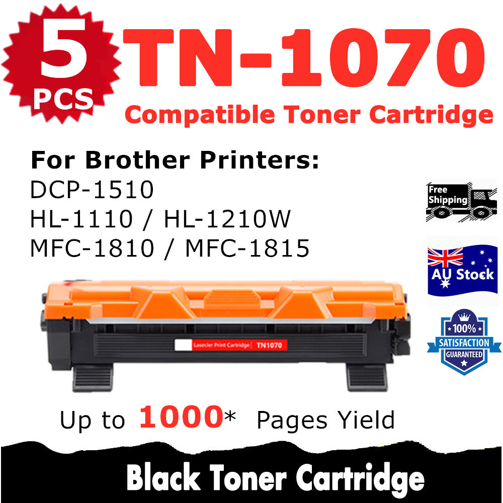 5 Pack InkSales Brother TN1070 TN-1070 Compatible Toner Cartridge  (5BK)