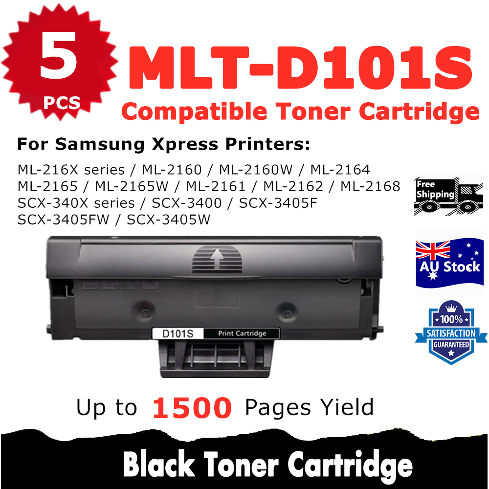 5 Pack InkSales Samsung ML2160 ML2165W SCX3405F SCX3405FW (101S MLT-D101S) SU698A Compatible Toner Cartridge  (2BK)