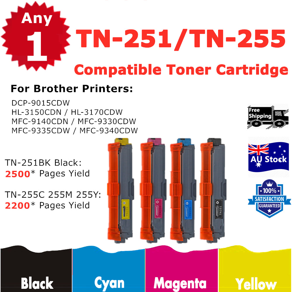 1 Any Generic Toner TN-251 TN-255 For Brother HL3150CDN 3170CDW MFC9330CDW