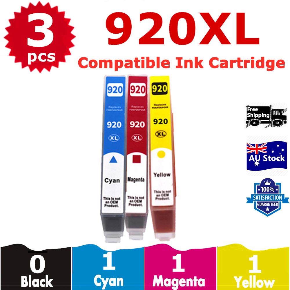 3 Pack InkSales Compatible HP 920XL CD972AA CD973AA CD974AA Cyan Magenta Yellow Only Ink Cartridge  (1C,1M,1Y)