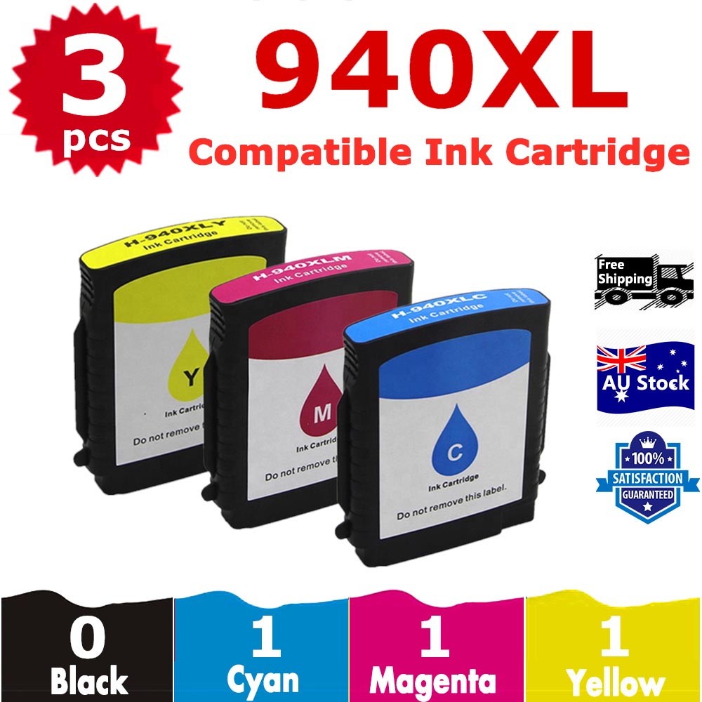 3 Pack InkSales Compatible HP 940XL C4907AA C4908AA C4909AA Cyan Magenta Yellow Only Ink Cartridge  (1C,1M,1Y)