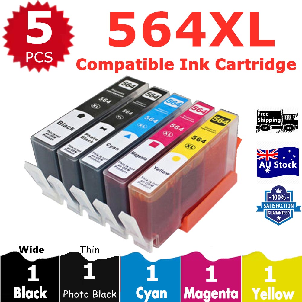 5 Pack InkSales Compatible HP 564XL CN684WA CB323WA CB322WA CB324WA CB325WA Ink Cartridge  (1BK,1PBK,1C,1M,1Y)