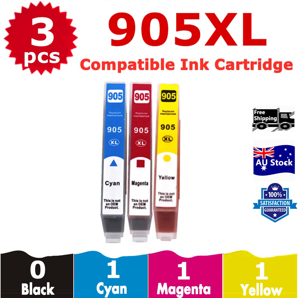 3 Pack InkSales Compatible HP 905XL T6M05AA T6M09AA T6M13AA Cyan Magenta Yellow Only Ink Cartridge  (1C,1M,1Y)