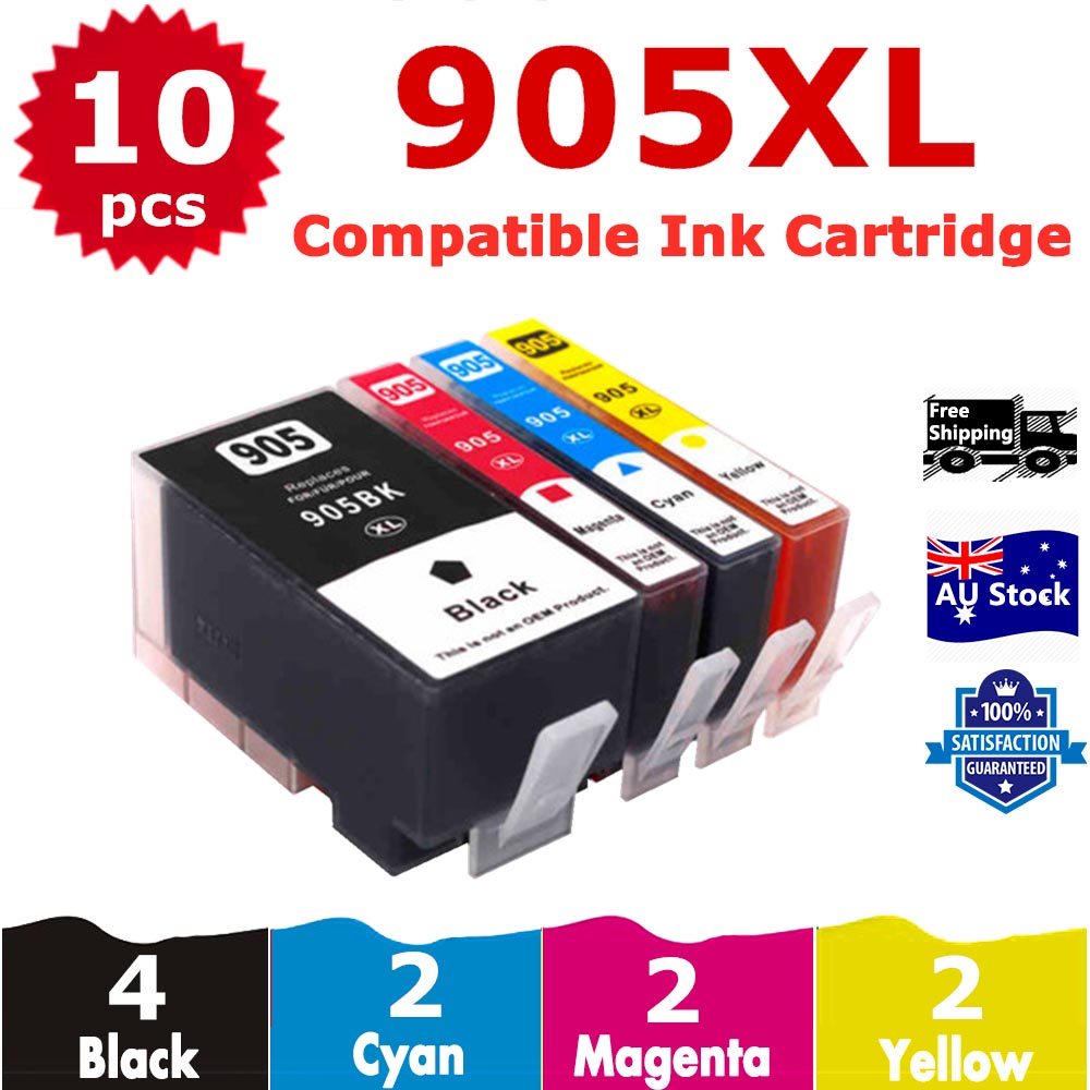 10 Pack InkSales Compatible HP 905XL T6M17AA T6M05AA T6M09AA T6M13AA Ink Cartridge  (4BK,2C,2M,2Y)