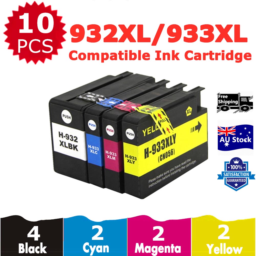 10 Pack InkSales Compatible HP 932XL 933XL CN053AA CN054AA CN055AA CN056AA Ink Cartridge  (4BK,2C,2M,2Y)