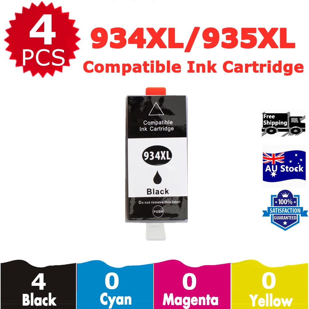 4 Pack InkSales Compatible HP 934XL C2P23AA Black Only Ink Cartridge  (4BK)