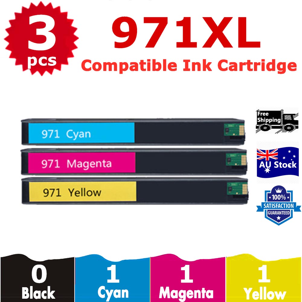 3 Pack InkSales Compatible HP 971XL CN626AA CN627AA CN628AA Cyan Magenta Yellow Only Ink Cartridge  (1C,1M,1Y)