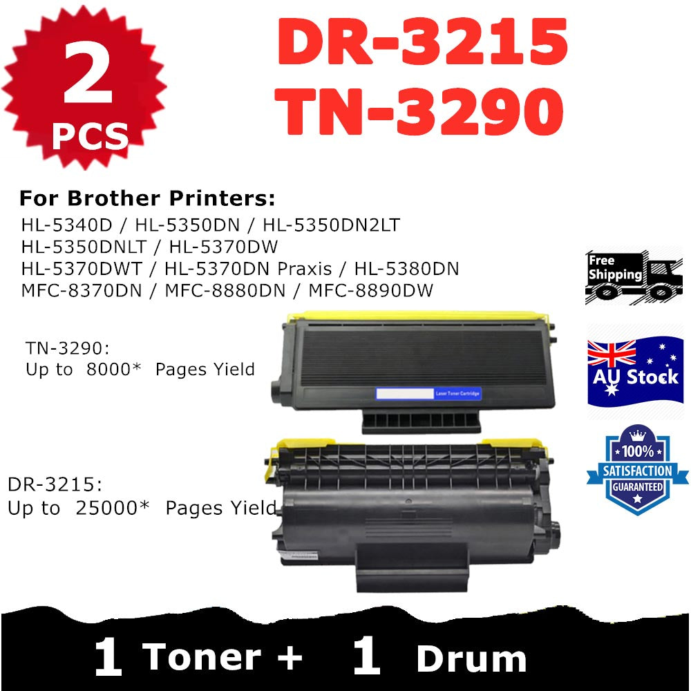 Combo 1* Compatible DR-3215 Drum Unit + 1* Brother Compatible TN-3290 Toner Cartridge  (1 Drum, 1 Toner)