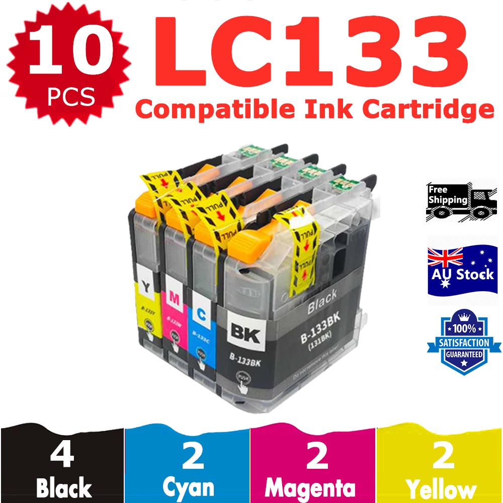 10 Pack InkSales Compatible Brother LC133 Ink Cartridge  (4BK,2C,2M,2Y)