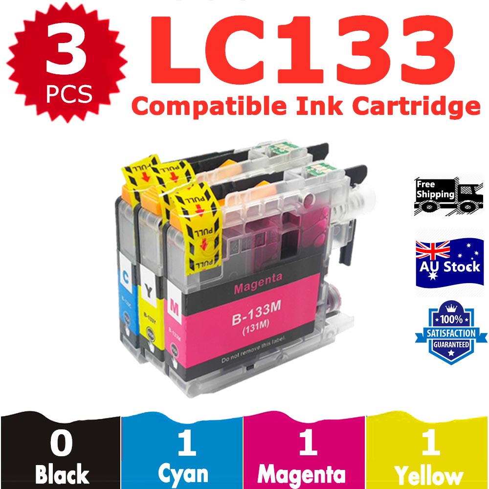 3 Pack InkSales Compatible Brother LC133 Cyan Magenta Yellow Ink Cartridge  (1C,1M,1Y)