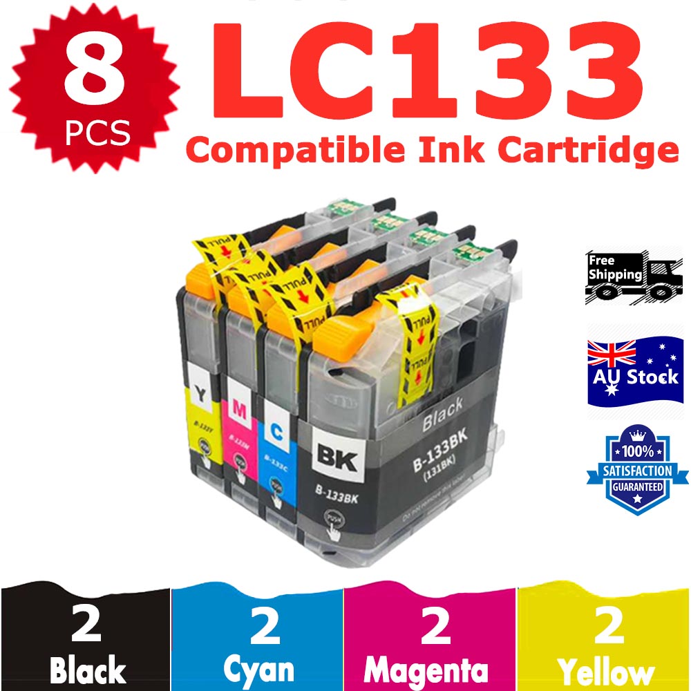 8 Pack InkSales Compatible Brother LC133 Ink Cartridge  (2BK,2C,2M,2Y)